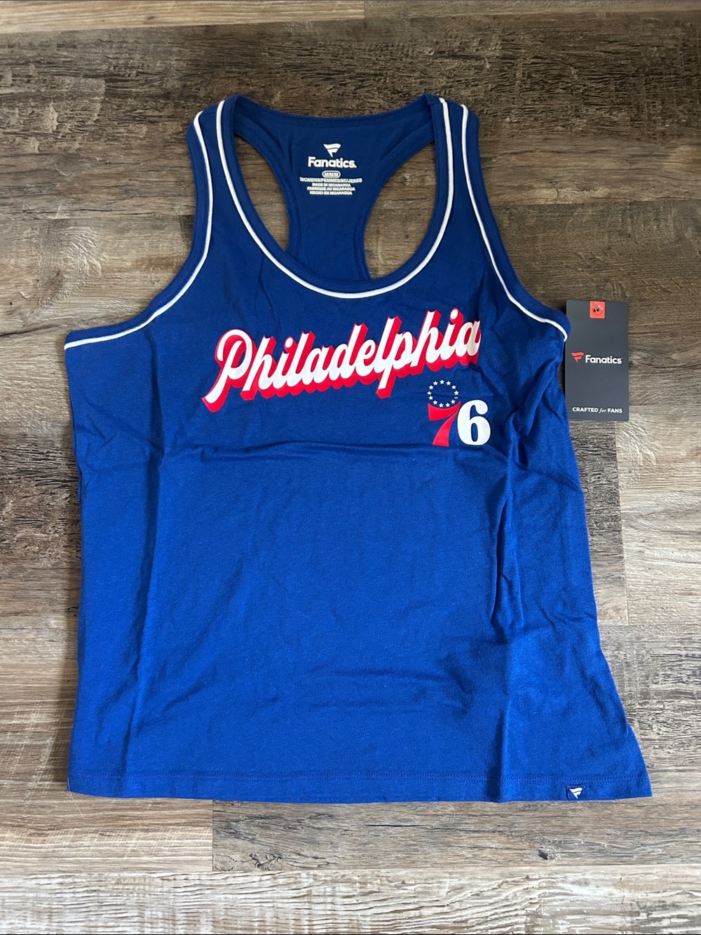 NWT Fanatics Blue Philadelphia 76ers Youth Tank Top with Red and White Accents
